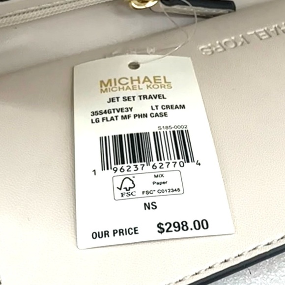 Michael Kors JST LG Flat MF Phone Case Wallet Light Cream - Picture 7 of 9